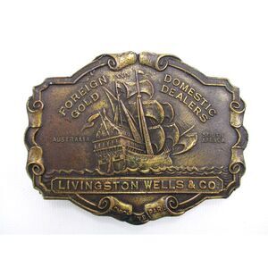 Livingston Wells & Co Foreign Domestic Gold Dealers Brass Belt‎ Buckle Australia